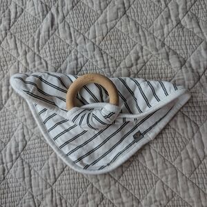 Striped Baby Teether with Wooden Ring
